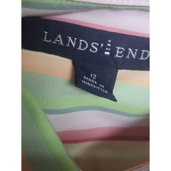 Lands End Women's Multicolor‎ Striped Button Up Top Size 12 - Picture 8 of 11